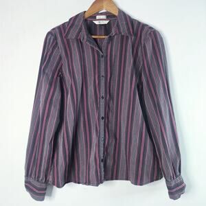 Vintage Old Navy Womens Brown Button Up Blouse Size Large Y2K Academia Preppy